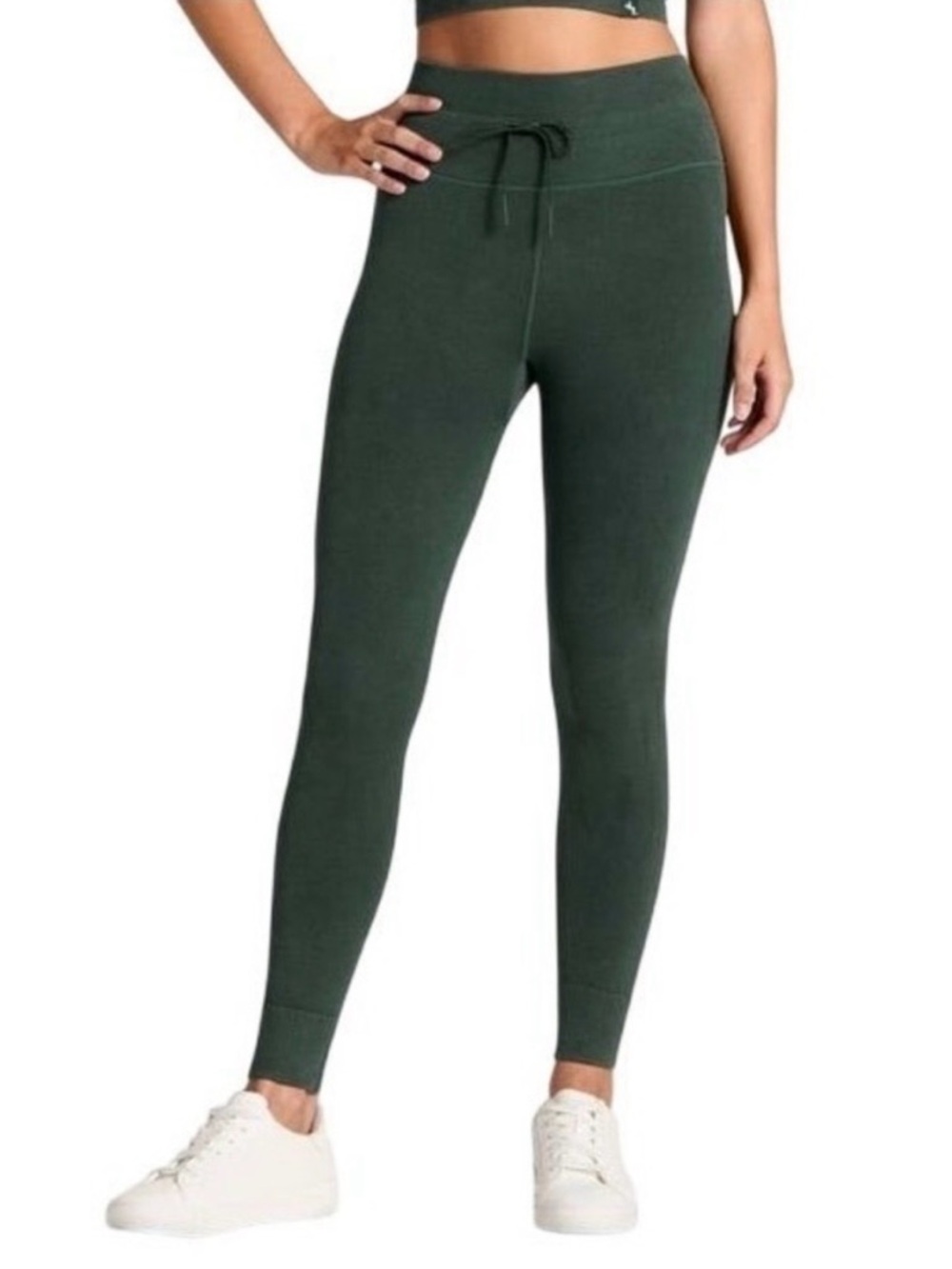 JoyLab Forest Green Tie Waist Seamless Ribbed Leggings Joy Lab XL Gorpcore Yoga
